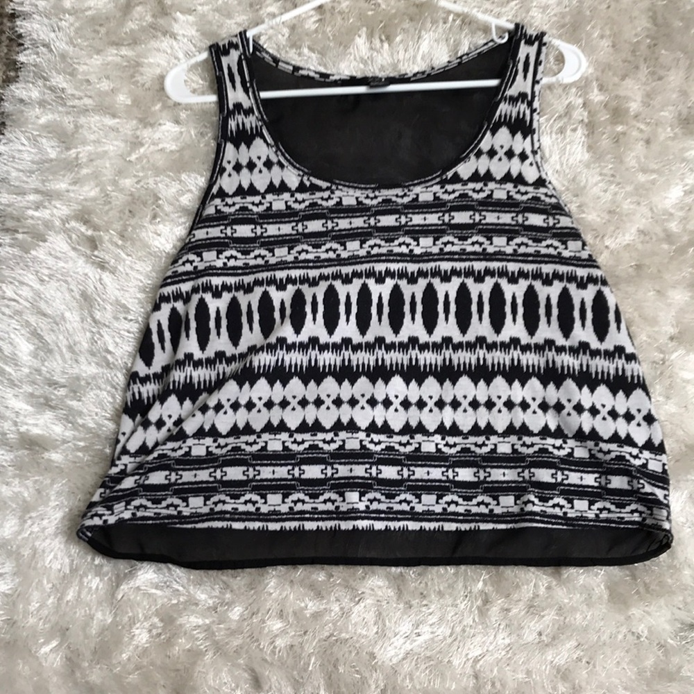 Tribal print tank with black sheer back!